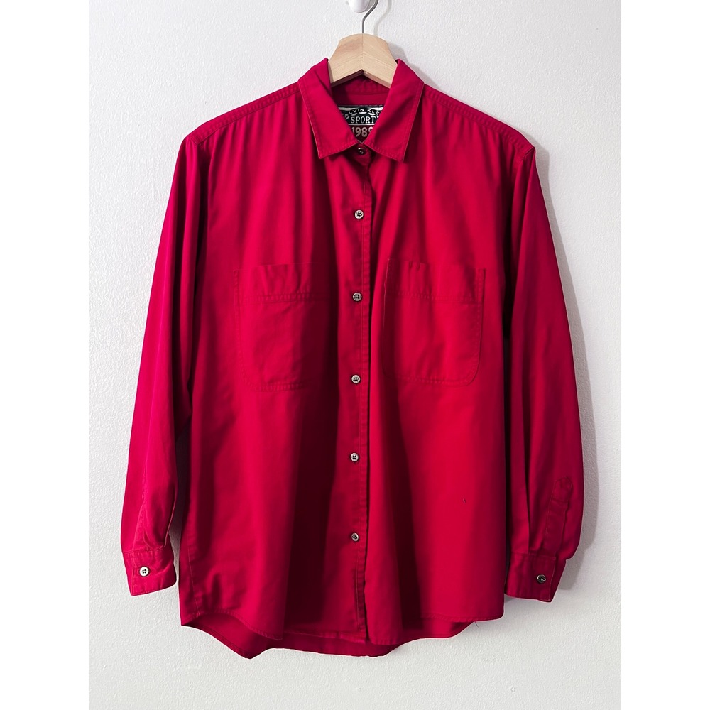 Calvin Klein Sport Vintage 100% Cotton Button Down Shirt in Red size small